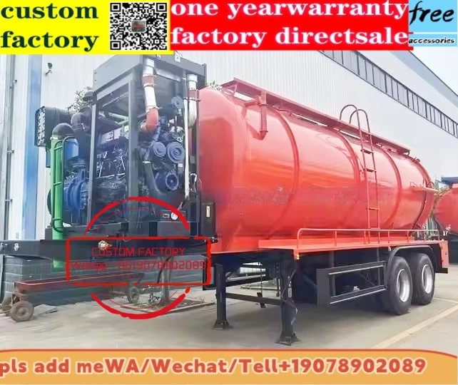 4x2 diesel sewage vacuum trailer manual 3-Axles Vacuum Sewage Suction Semi Trailer with vaccum pump