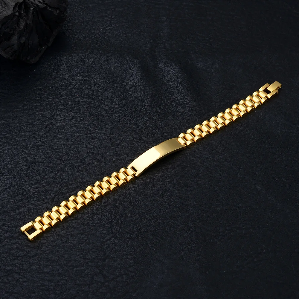 luxury jewelry custom 18K gold plated stainless steel watch link chain bracelet for men