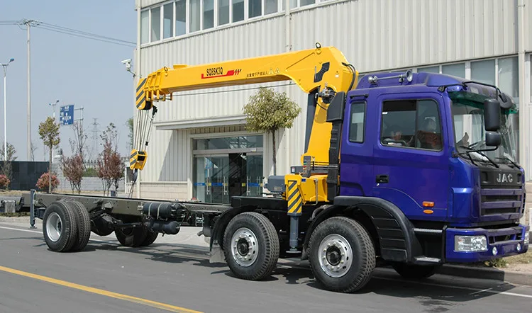 China SQ8SK3Q Mobile Self Loading Flatbed Truck with 8 ton Boom Crane Truck Mounted Crane for sale
