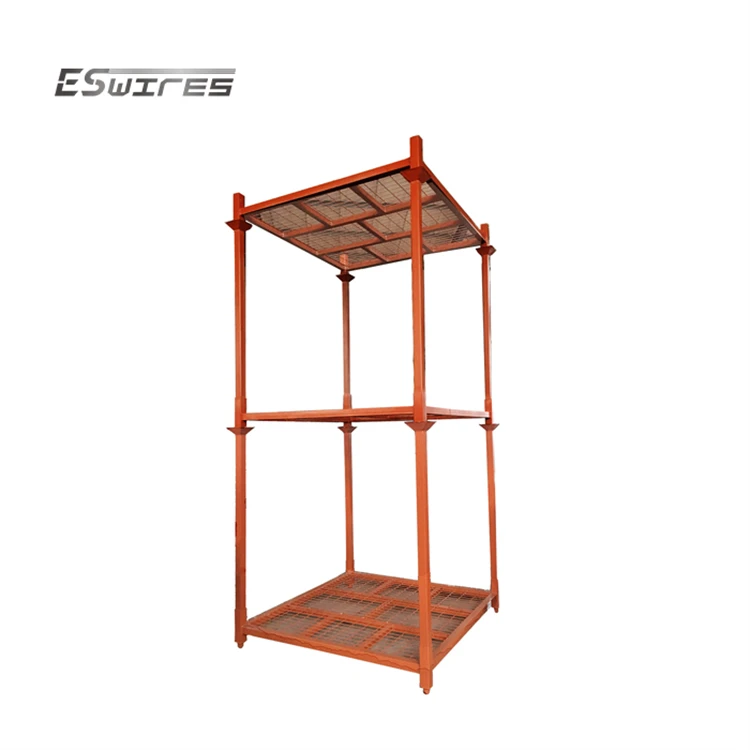 Powder coating heavy duty industrial steel stackable logistic warehouse box tyre tire rack pallet