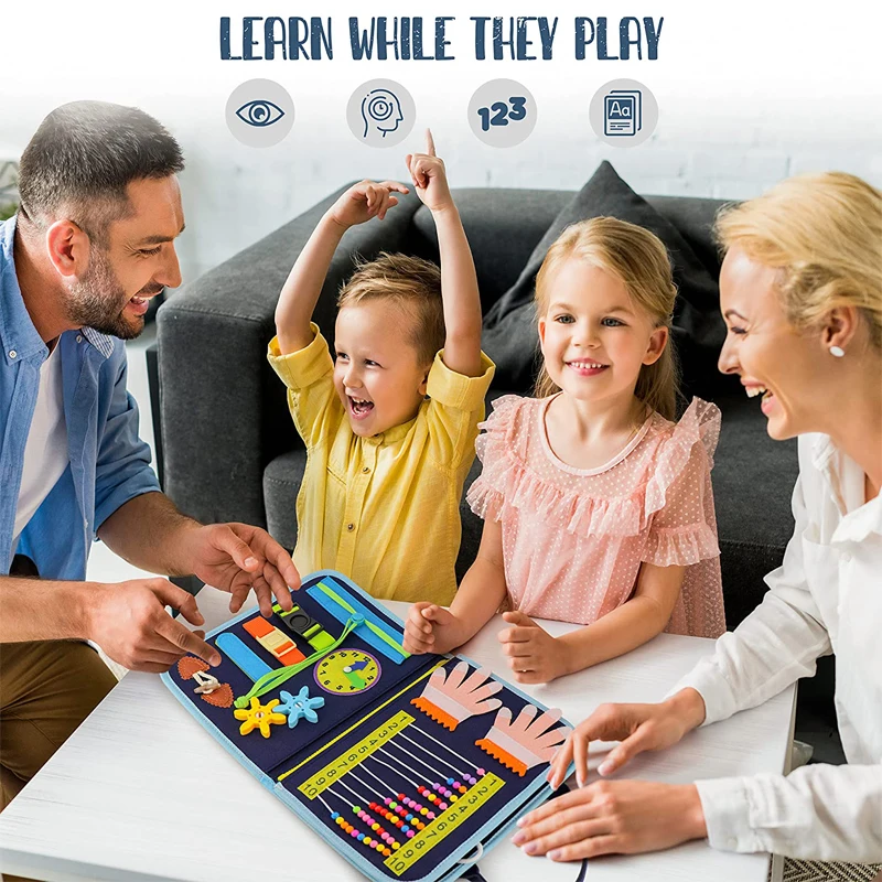 Child Educational Preschool Montessori Sensory Book Busy Board Toys for Airplane and Car Travel