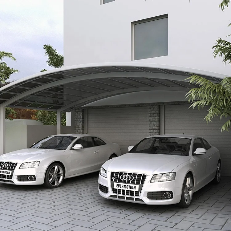  Modern designs carport aluminium garage with arched polycarbonate