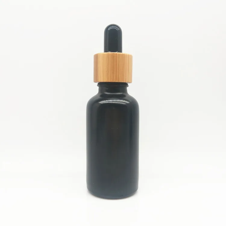 30ml matte black glass dropper bottle for essential oil cosmetic packaging with paper tube