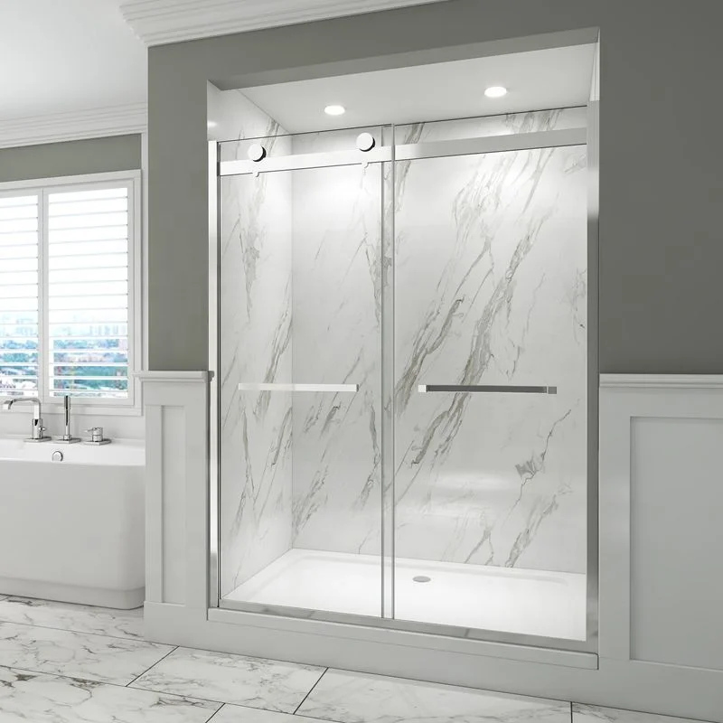 Customized Stainless steel full frame shower door fixed panel single sliding door