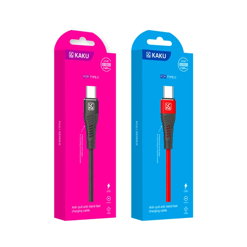 KAKUSIGA&JOKADE type c cable fast charging micro usb smart data cable with extended hollow mesh tail