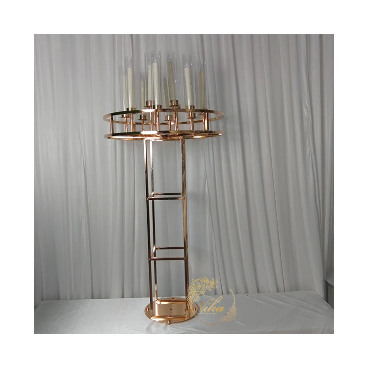 Wedding Party Decorative Geometric Gold Candelabra Table Centerpiece Pillar Taper Candle Holder