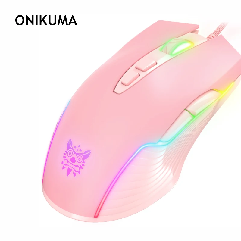 ONIKUMA CW905 Pink Black Purple 6400 DPI Wired Game Mouse PC LED Backlit USB Optical Ergonomic LOL Mice RGB Surfing Mouse For PC