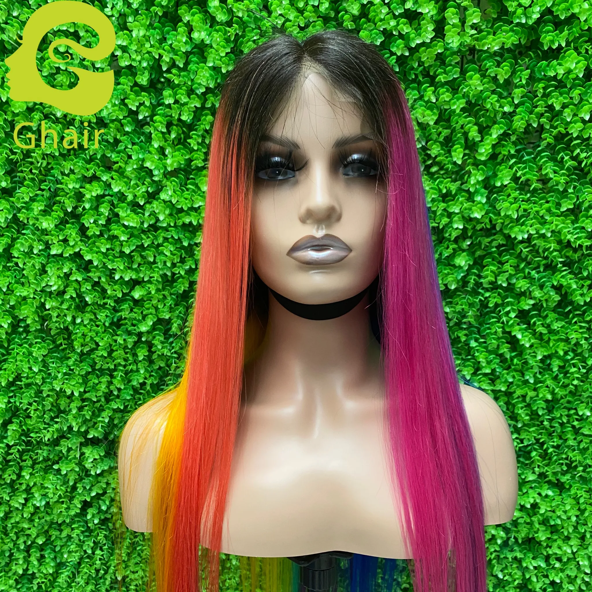 Красочный парик Радуга парик 180% кружева передняя кружевная застежка Дождь Лук парик Вечеринка стиль