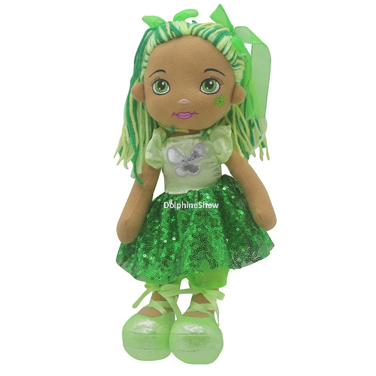 Ручная работа мультяшная мягкая плюшевая черная фея кукла для девочек игрушка детей оптовая продажа симпатичная тряпичная девушек