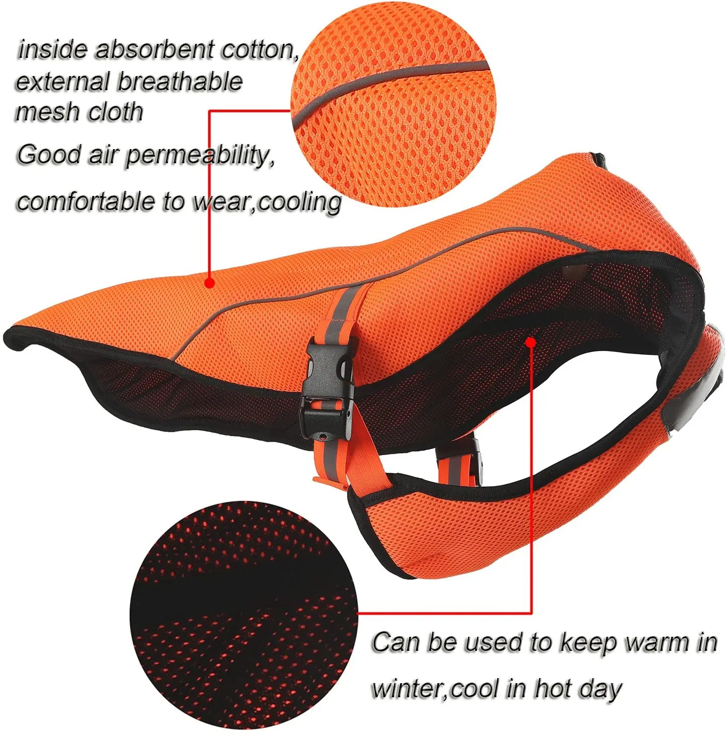 Swamp Cooler Coat Dog Cooling Vest Pet Safety Reflective Vest