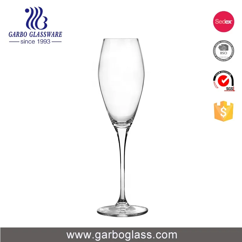 Lead Free Crystal Champagne Glass Gift Promotion Long Stem Glass Goblet High-end Champagne Flute 220ml Glass Drinkware for Party