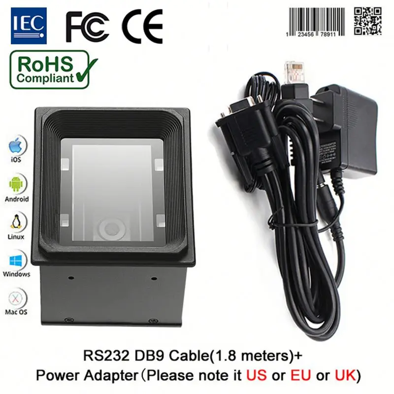 YK- EP3000 Pro 2D QR сканер штрих-кода с фиксированным креплением для контроля доступа киоск торговый терминал интерфейсом wiegand