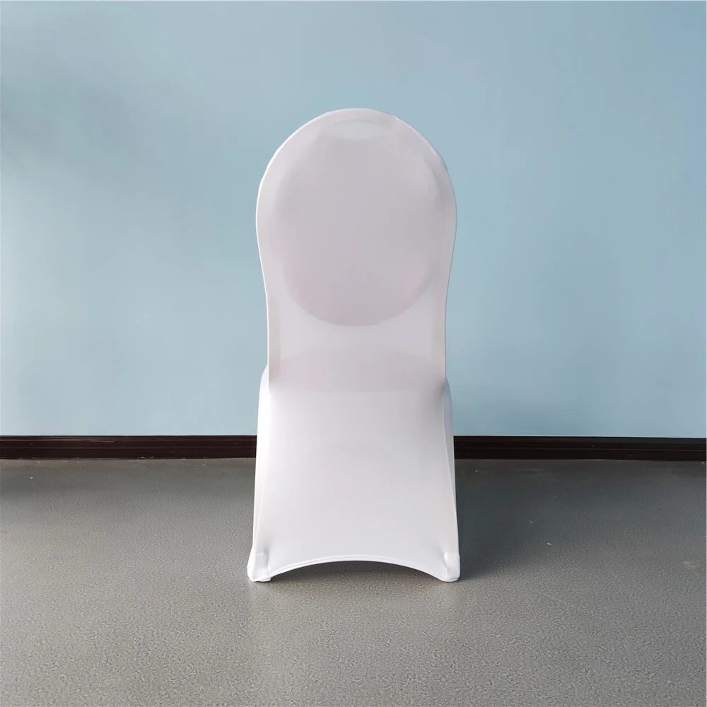Cheap white universal arch front stretch spandex banquet chair slipcovers 100 white chair covers for wedding