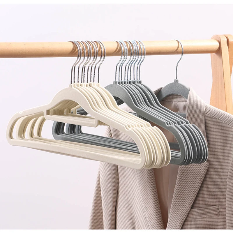 Cheap Price Velvet Hanger Non-slip Clothes Hangers Pink Black Gray Beige velvet Clothing Coat hangers For Home Hotel