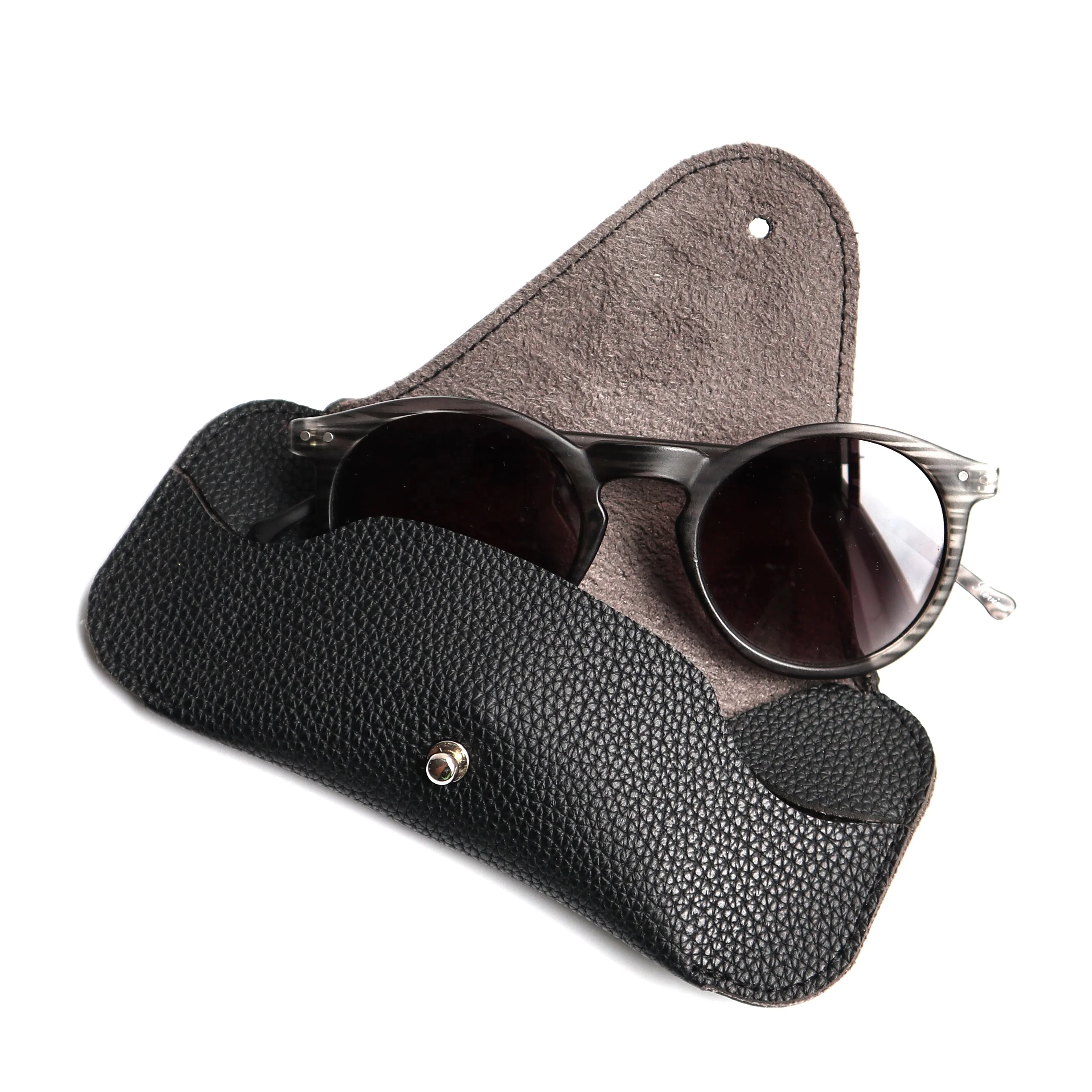 Wholesale Low MOQ PU Leather Sunglasses Case Black Glasses Case Soft Custom Glasses Box Leather Package for Eye Glass