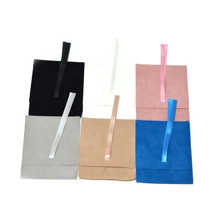 Custom size and logo felt jewelry bag pouches envelope style with ribbon