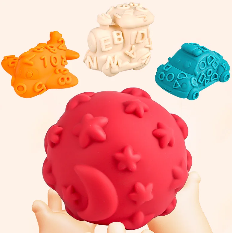 Прочные сенсорные игрушки из мягкого пластика 4 упаковки для детей и набор массажа развития навыков распознавания прикосновений