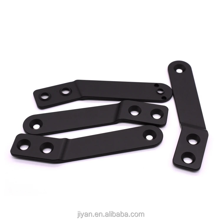 Durable Black Anodized Flat Aluminum Alloy Mounting Brackets With Precision Drilled Holes Milling Parts