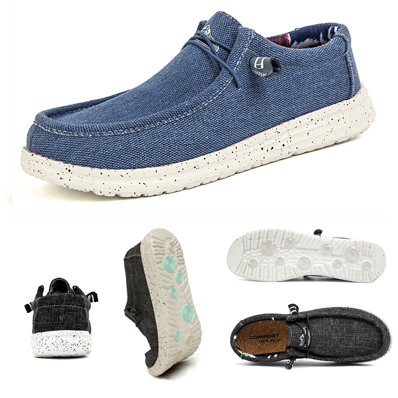 Latest spring men casual canvas loafer shoes fashion lightweight slip on canvas loafer for men