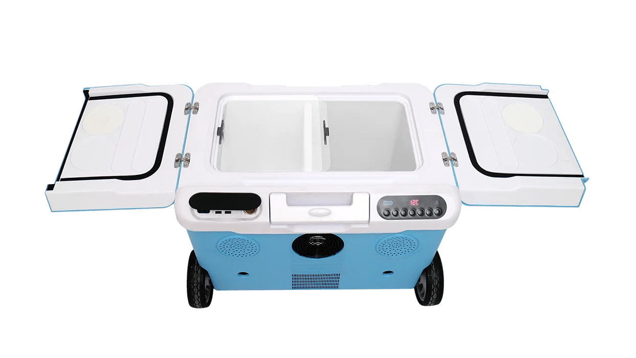 Портативный автомобильный холодильник с ручкой и колесиком, 12 В, 24 В