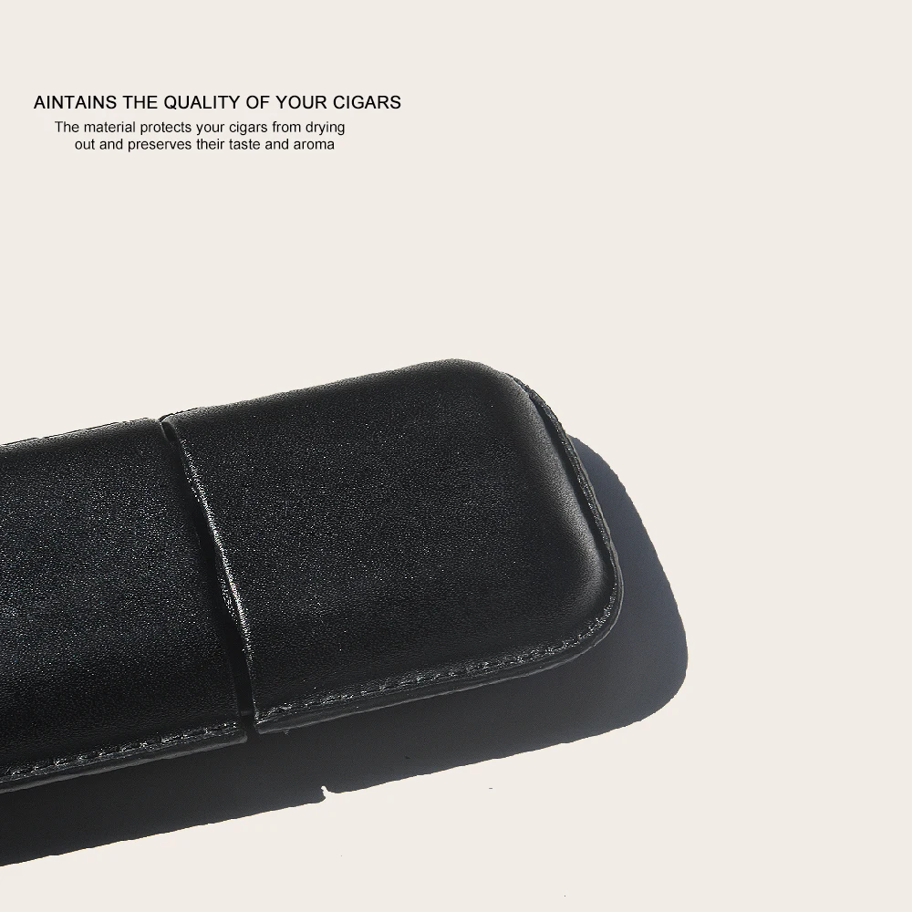 Wholesale new design luxury travel cigar packaging accessories oil wax genuine leather cigar holder case