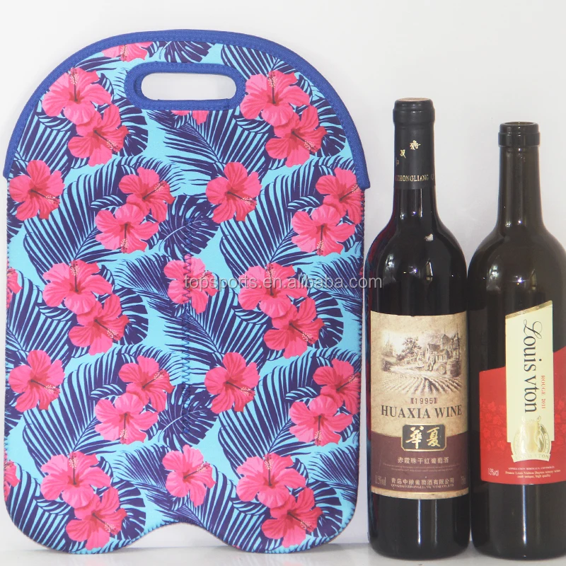 Factory Directly Sublimation Printing Neoprene Two Sets Wine Tote Bags