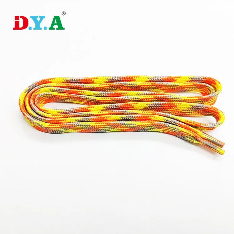 High Quality Custom 100% Polyester Braided Flat Shoelace with Transparent Plastic Tips