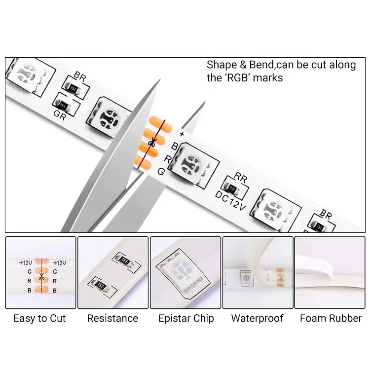 
LED Strip Light 5M 5050 RGB SMD LED Waterproof Blue LED Strip Light Color Changing LED Strip Lights With Remote Controller 