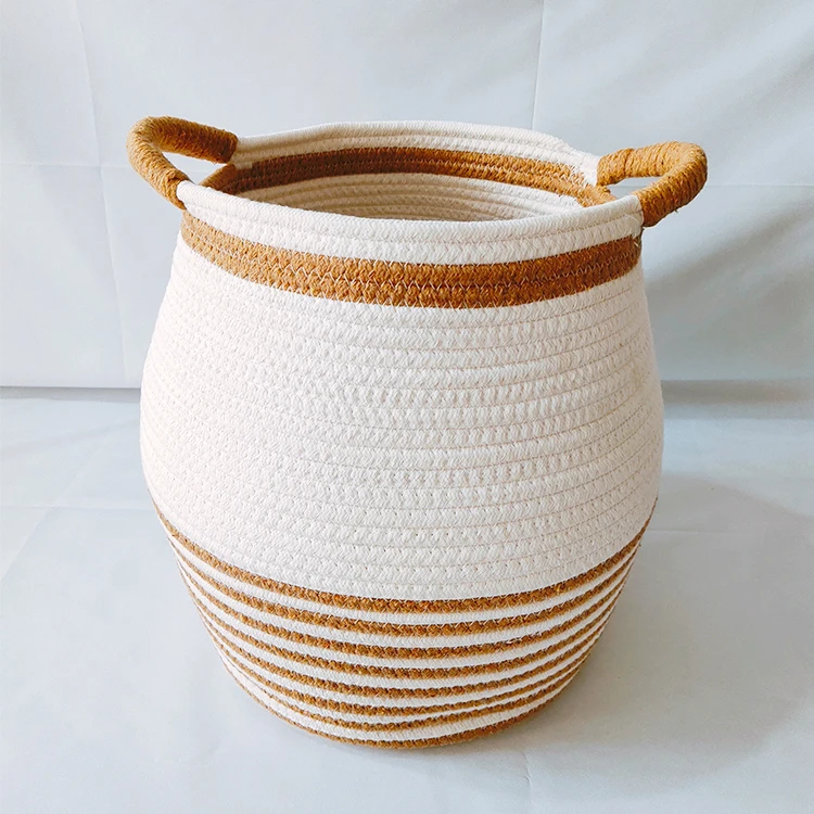 Huayang foldable bathroom laundry organizer cotton rope woven laundry basket