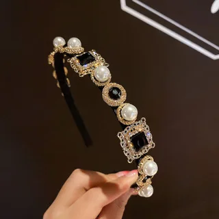 South Korea Fashion Simple Baroque Retro Rhinestone Headband Trendy Unique Hairpin Ins Adult Hair Accessories for Women