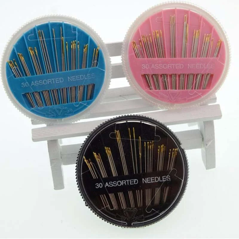 30pcs/set Wholesale Mini Travel Portable Sewing Kit Box with Needle Tube Box Needles Storage Case Embroidery