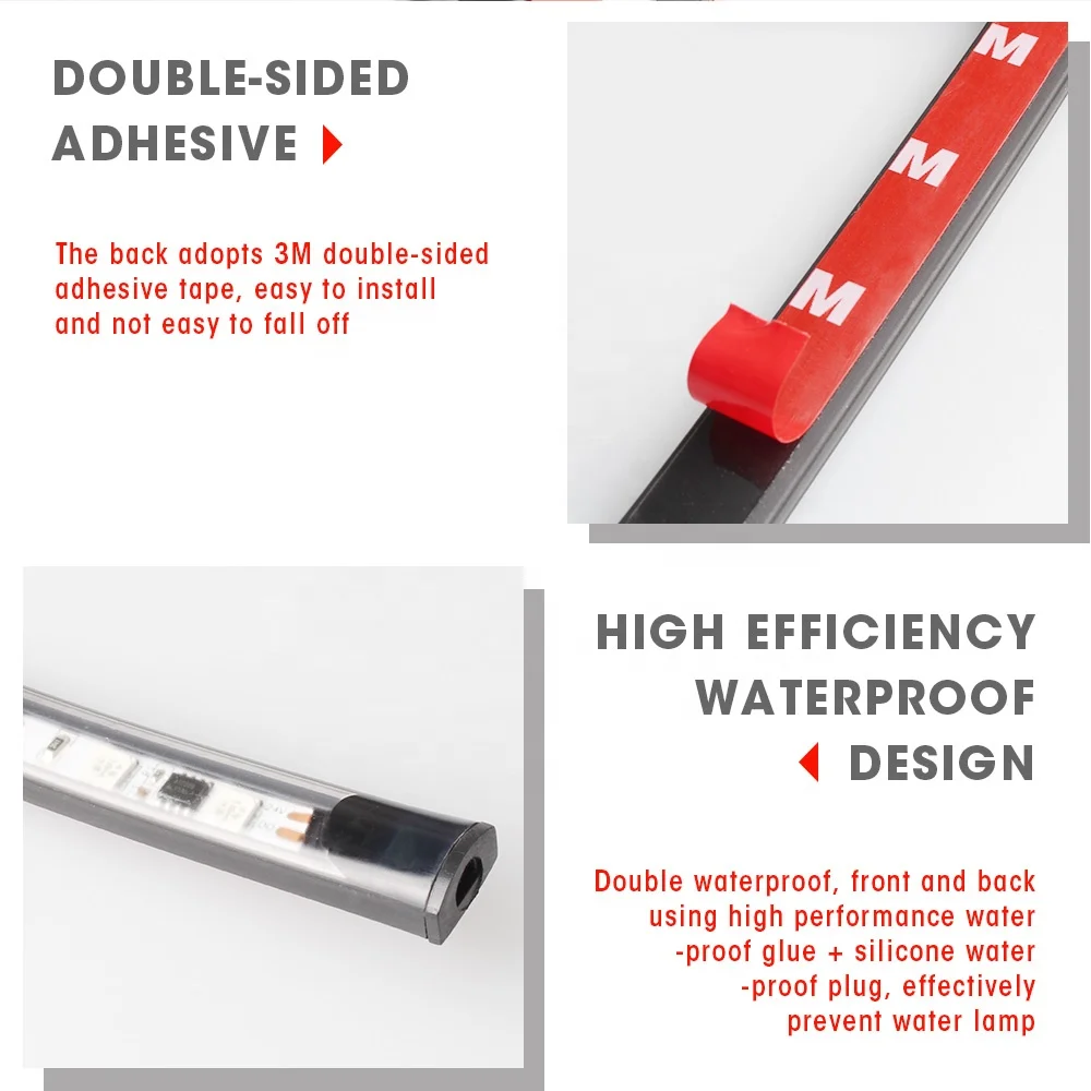 RUTENSE 12v 24v truck decorate light Flexible DRL LED Strip light 120cm 150cm 200cm drl strip light for Car Trunk