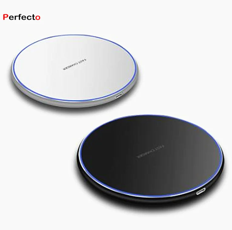 Ультра-тонкая круглая Беспроводная зарядка мобильного телефона адаптер 10w быстрый смарт беспроводного зарядного устройства для мобильных телефонов