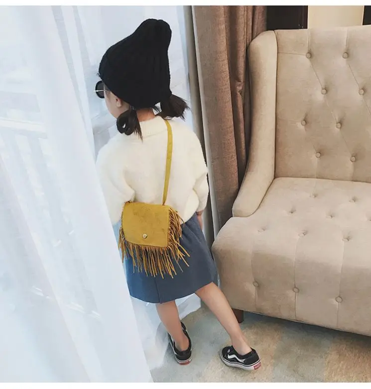 Free Sample China Hot Sale Cute Baby Girls Wholesale Girl Leopard Tassel Baby Kid Purses From China