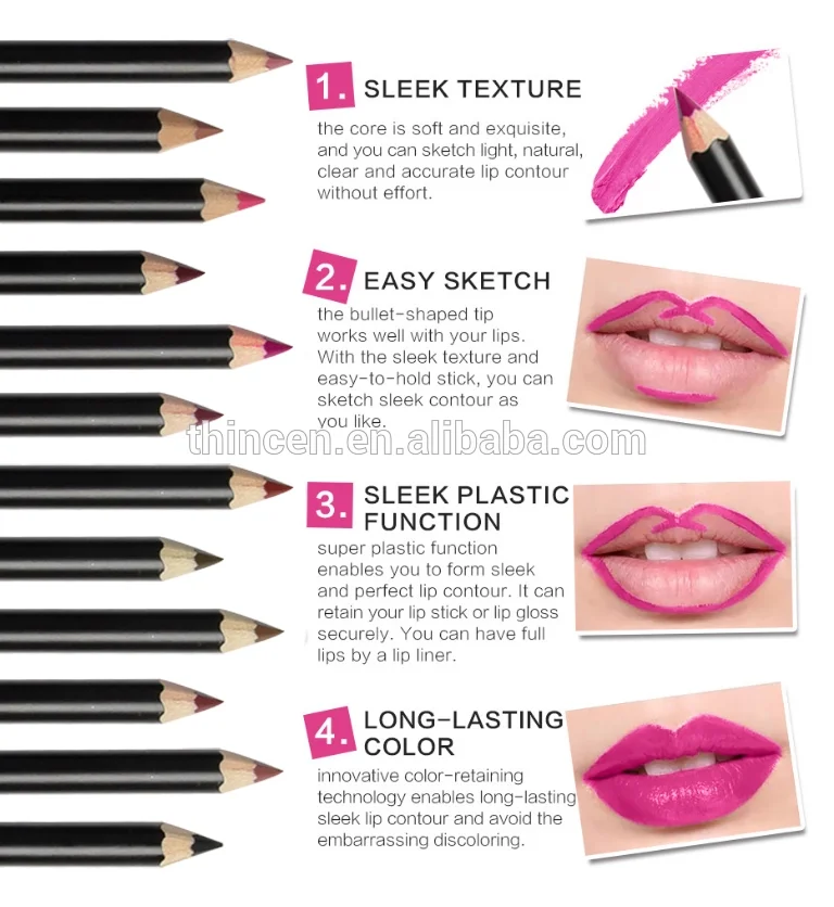 VV-07 Make Your Own Brand 16 Color Waterproof Custom Lipstick Cosmetics Eyeliner Pencil Multifunctional Lip Liner