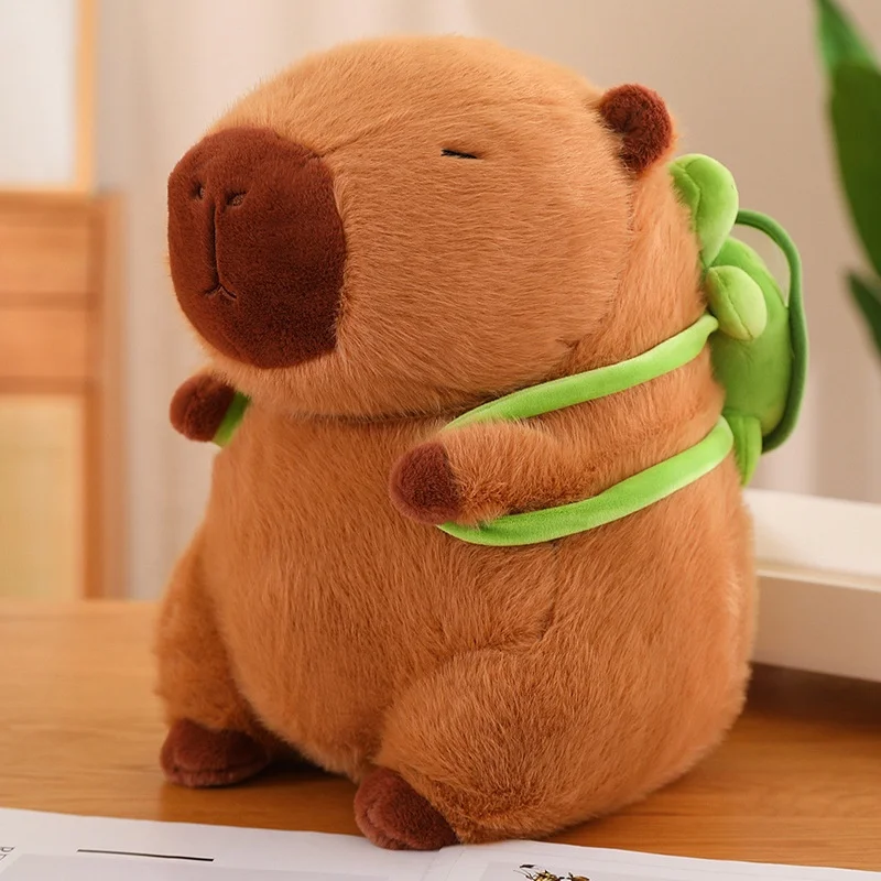 High Quality Capybara dark puffer plush toy 23CM 33CM 45CM Capybara plush with turtle