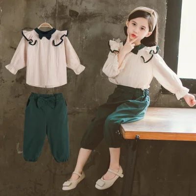 Wholesale fall beautiful infant children clothes teen baby designer inspired clothing set for girls 6 to 14 years