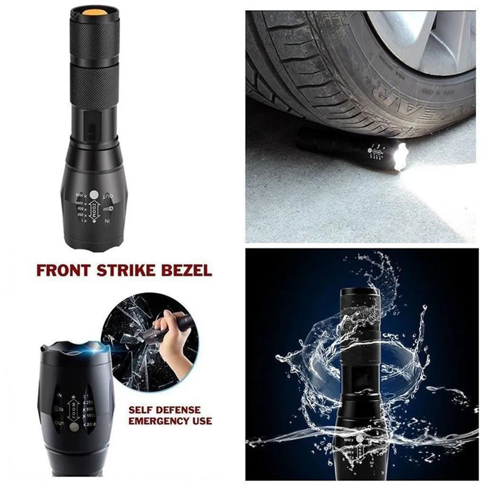 High Power Aluminum Waterproof T6 Zoomable Flash Light Rechargeable Emergency Led Tactical Flashlights Torches for Sale