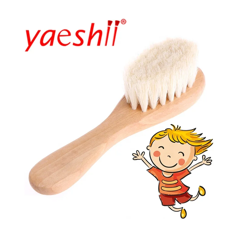 Yaeshii Best Quality  Wood Hair Baby Brush  Eco-friendly Material 100% Natural Goats Hair Baby Brush wood hair brush