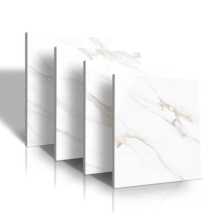 Foshan Factory Carrara White Marble Effect Italian Travertine Floor Ceramic Full Body Polished Glazed Tile 600x600 Flooring