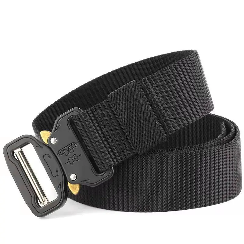 Wholesale Custom Logo Adjustable Simple Design Tactical Nylon Belt Fashion Fabric Webbing Belt with Alloy buckle