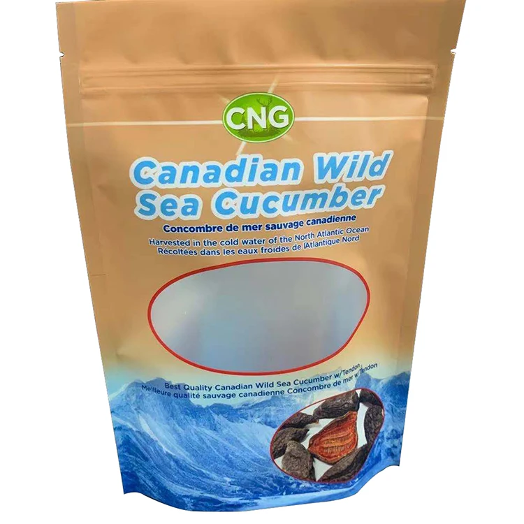 Customized Best Quality Biodegradable Canadian Wild Sea Cucumber Aluminum Standing Packing Pouch