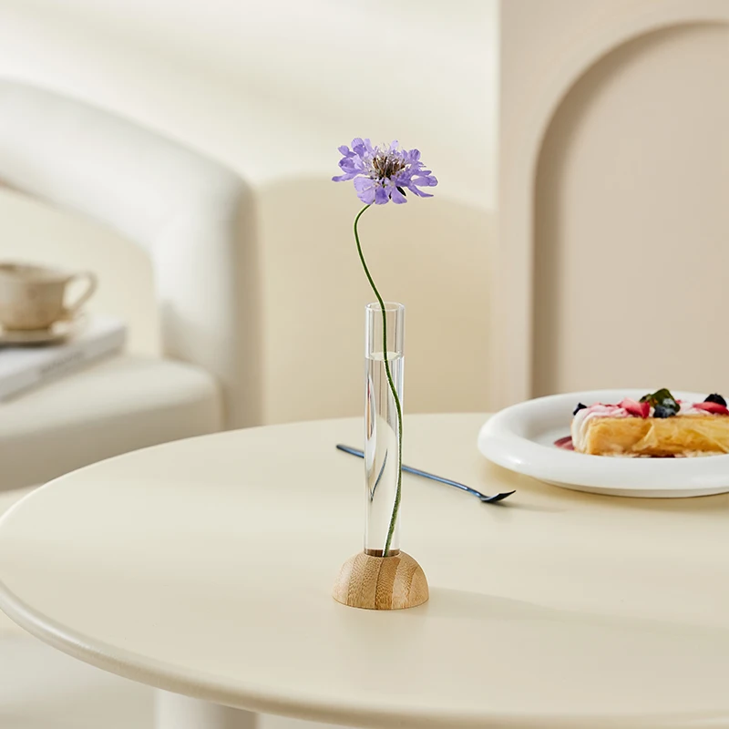 Wholesale Premium Elegant Decorate Wooden Plastic Bamboo Dining Table Study Office Flower Vase for Green Plants