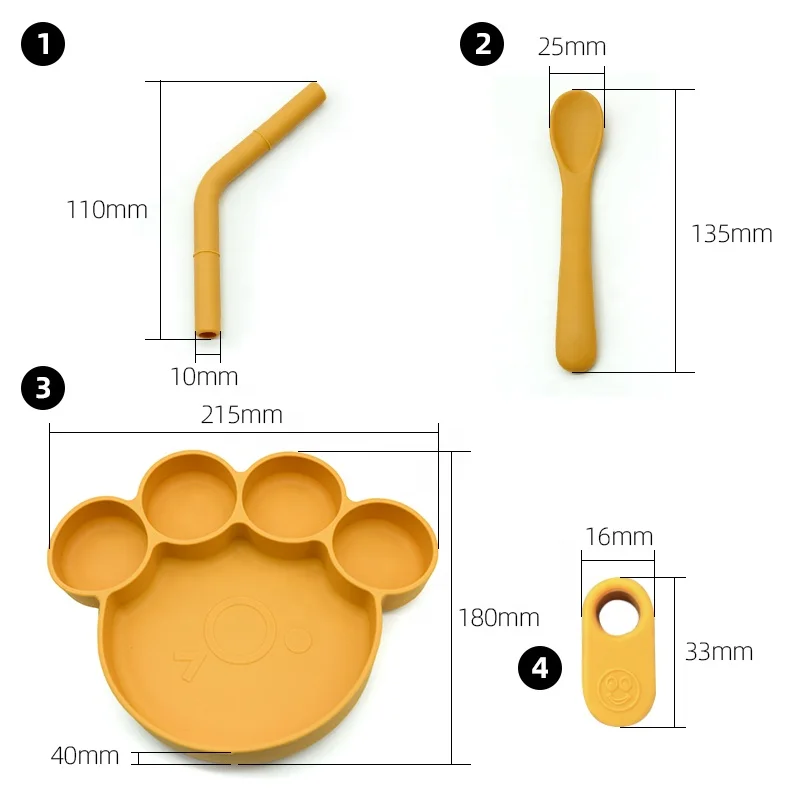 New Arrival Bpa Free Bear Paw Design Anti-Slip Eating Training Food Grade Kids Dish Feeding Toddler Plate Silicone Baby Bowl