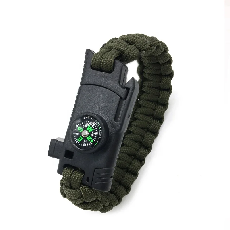 Multifunction Flint Compass Parachute Rope Bracelet Mountaineering Emergency Survival Bracelet
