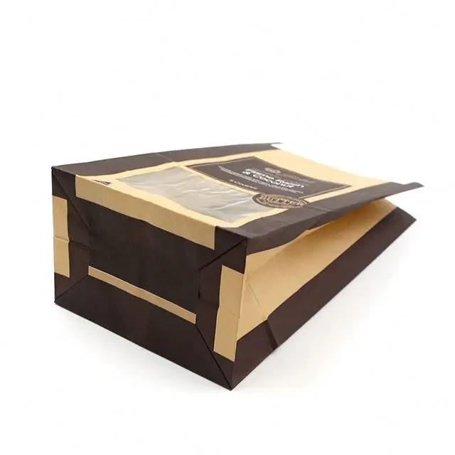 tin tie stand up brown kraft paper pouch for food packaging