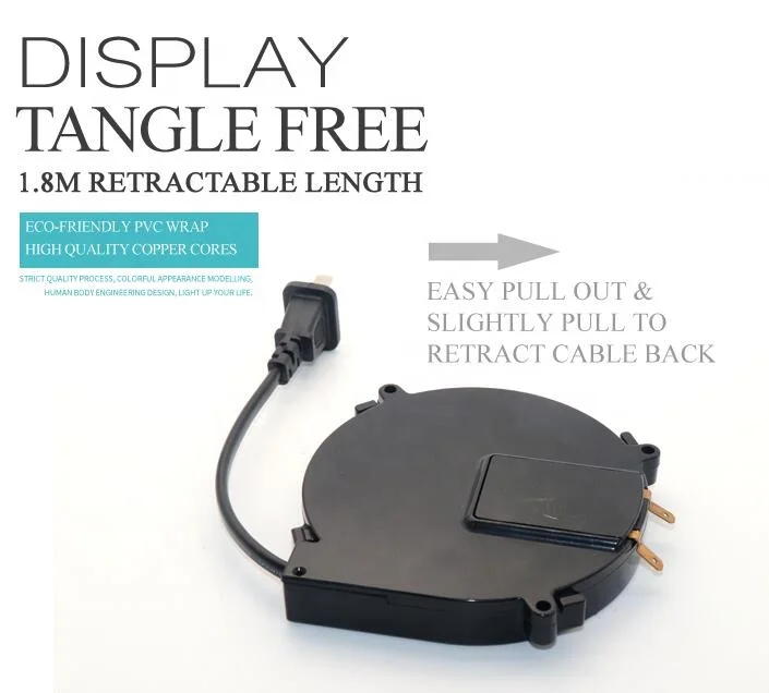 mini retractable cable reel mechanism for small appliance