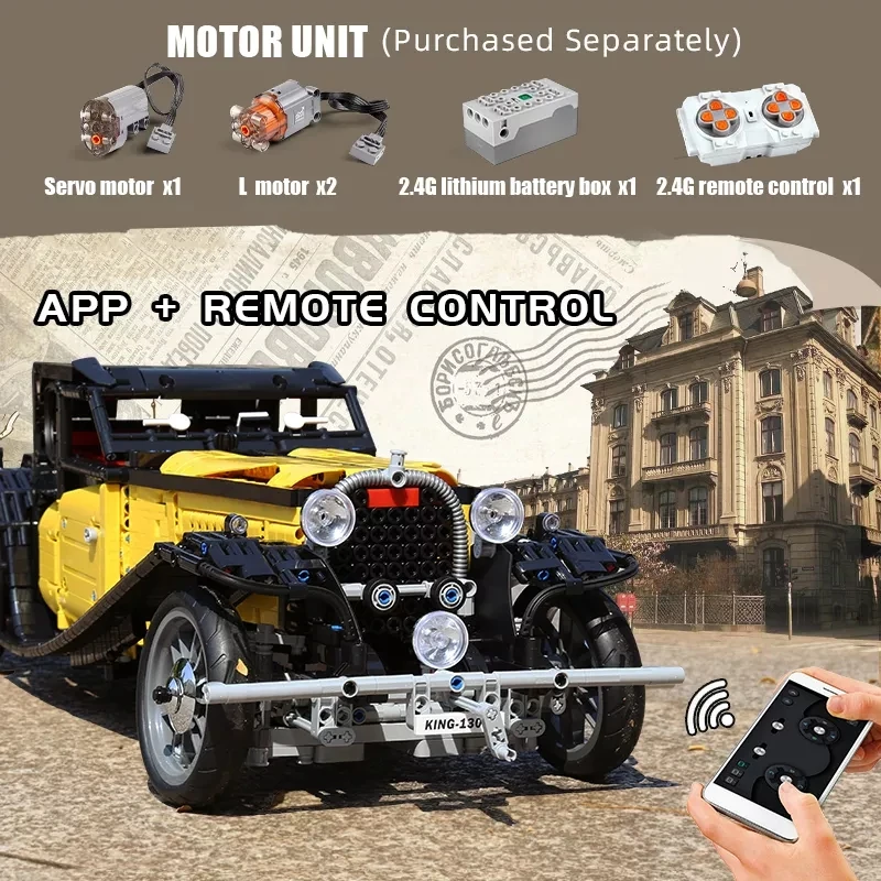 Формы KING 13080 + 13080D винтажный автомобильный конструктор для мальчиков Радиоуправляемый