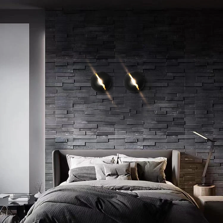 New Arrival Creative Crack Design Home Decorative Semicircle Travertine Marble Wall Sconce Lamp