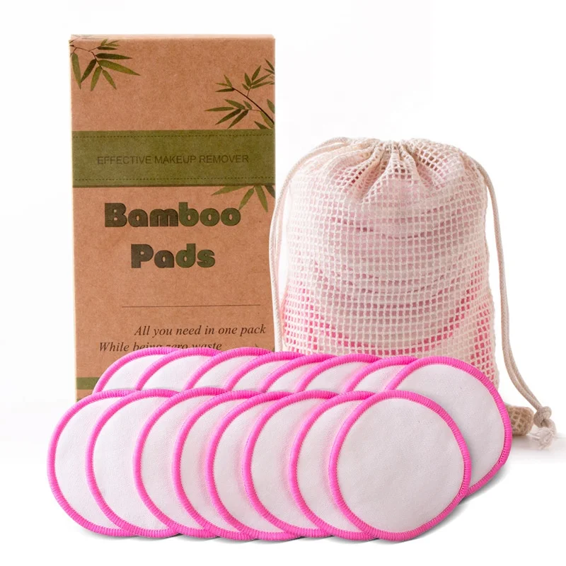 Reusable Organic Washable Bamboo Cotton Puff Facial Cleansing Puff Bamboo Makeup Remover Puff